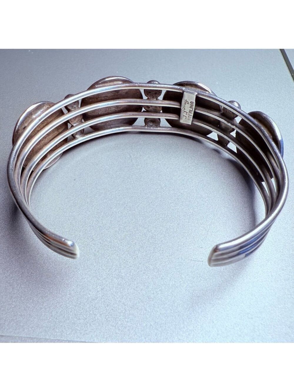 Navajo Modernist Gilbert Gomez Sterling Silver Bracelet, Ring, Earrings Set VTG - Picture 9 of 13